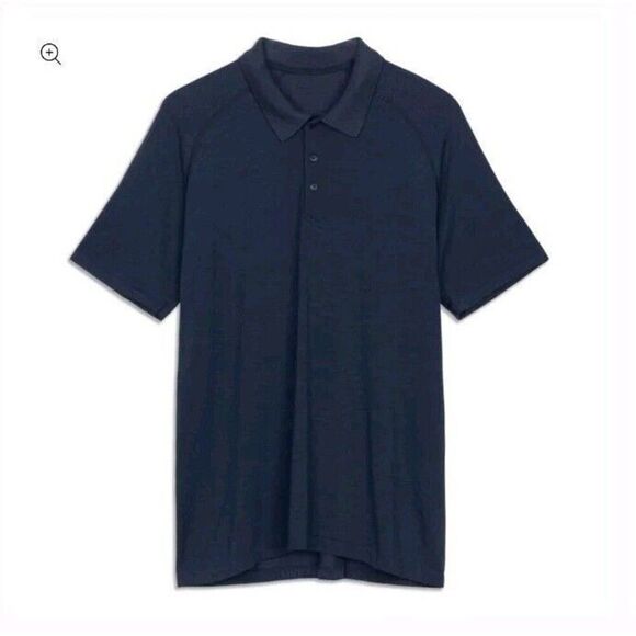 Lululemon Metal Vent Polo Size S Button Down Navy Blue Short Sleeve Shirt - Picture 1 of 8